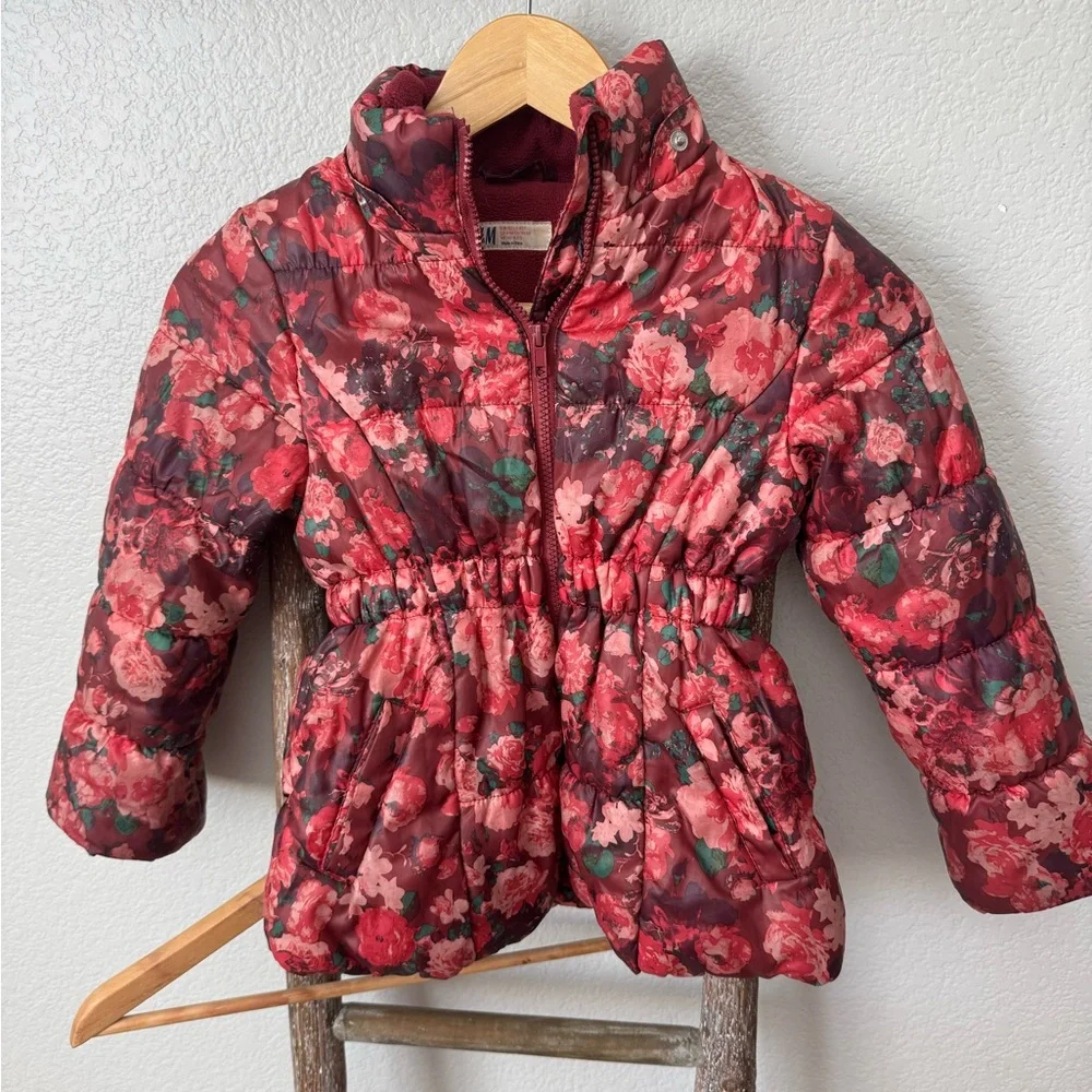 H&M girls floral puffer jacket 4/5